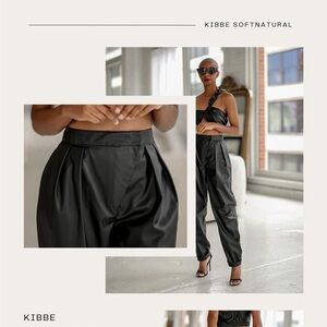 NWT SIGNEDBLAKE Faux Leather Pants Black Pleated Tapered Leg High Rise L